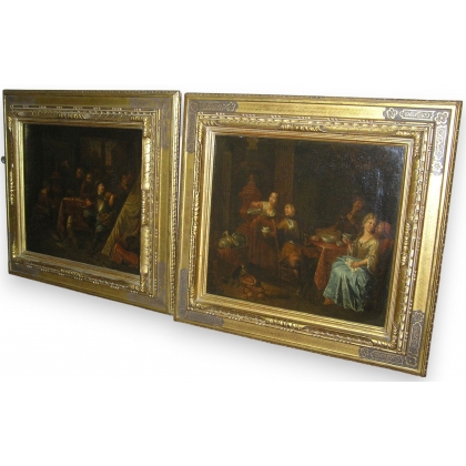 Paire de tableaux huile sur toile HOREMANS