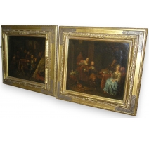 Paire de tableaux huile sur toile HOREMANS