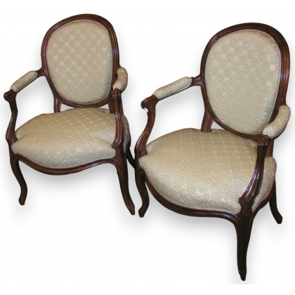 Pair of Louis XV armchairs, medallion back.