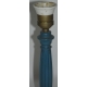 Pied de lampe en bois coloris bleu.