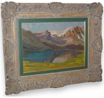 Tableau huile sur panneau "Vue des Alpes"