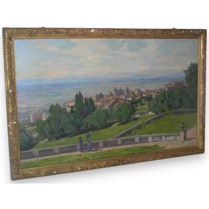 Tableau "Italie-Frascati", signé J. ODIER