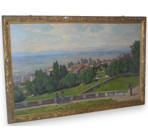 Tableau "Italie-Frascati", signé J. ODIER