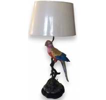 Lampe perroquet multicolore en porcelaine