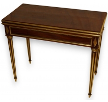 Table à jeux Louis XVI avec losanges en laiton