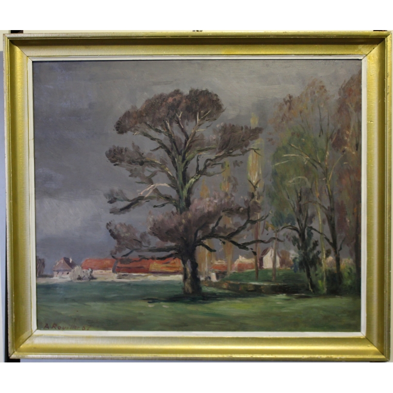 Painting "Landscape", signed ROUILLER.