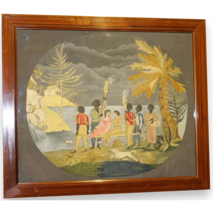 Tableau brodé "Paul et Virginie"