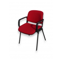 Fauteuil Conforto en tissus rouge et tubes noir