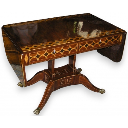 Regency marquetry pedestal sof