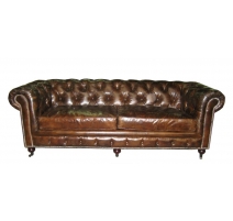 Canapé Chesterfield 3 place en cuir brun