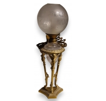 Lampe Napoléon III en bronze avec coupe en cristal