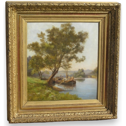 Painting "Riverside", signed A