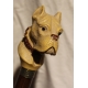 Blackened beech walking stick with horse