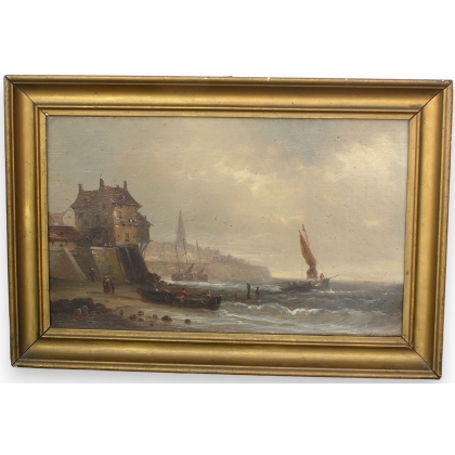 Painting "Port", signed J. LEV