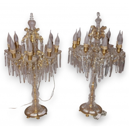 Set of 4 crystal candelabras w