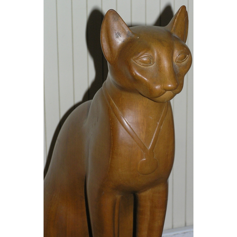 Chat Bastet En Bois Sculpte Sur Socle En Marbre Moinat Sa Antiquites Decoration