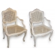 Pair of Régence armchairs, paited and caned.