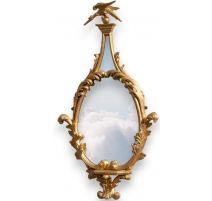 Miroir Queen Anne ovale fronton Cigogne