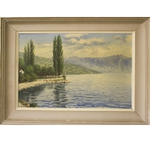 Tableau "Le Lavaux" signé E D. DE MADELIN