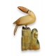 Toucan en calcite jaune et socle vert