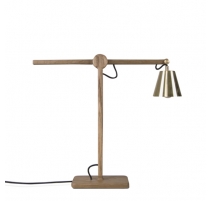 Lampe de bureau Harmony en chêne et laiton