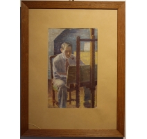 Tableau "L'artiste à la palette" signé H. WEBER 40