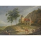 Painting "Castle, cows and fig