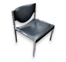 Chaise chrome et simili-cuir noir de Horgen Glarus