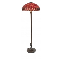 Lampadaire style Tiffany, abat-jour rouge