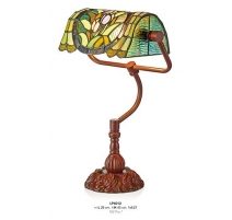 Lampe de bureau style Tiffany, décor fleurs vert