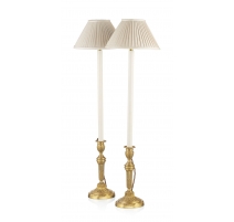 Paire de bougeoirs style Louis XVI montés en lampe