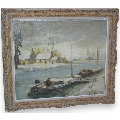 Painting "Barges in the snow"