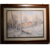 Tableau "Paysage de neige" signé D. LAZZARO