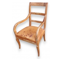 Fauteuil Directoire dossier à 3 barreaux, cuir