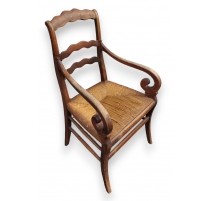 Fauteuil Louis-Philippe à crosse paillé