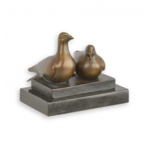 Bronze couple de Pigeons socle en marbre noir