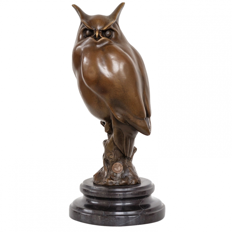 Bronze Hibou socle en marbre noir