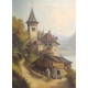 Tableau "Eglise et lac"