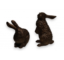 Couple de lapins en bronze