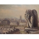 Tableau "Vue de Notre Dame" signé E. FREI 1944