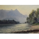 Tableau "Le Rhône" signé E. FREI 1951