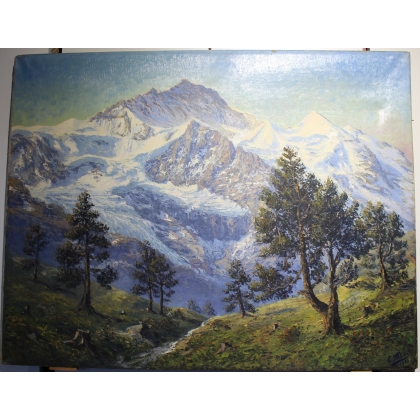 Tableau "Die Jungfrau" signé E. FREI 1936