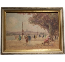 Tableau "Quai du Mont-Blanc" signé G. DJAKELI