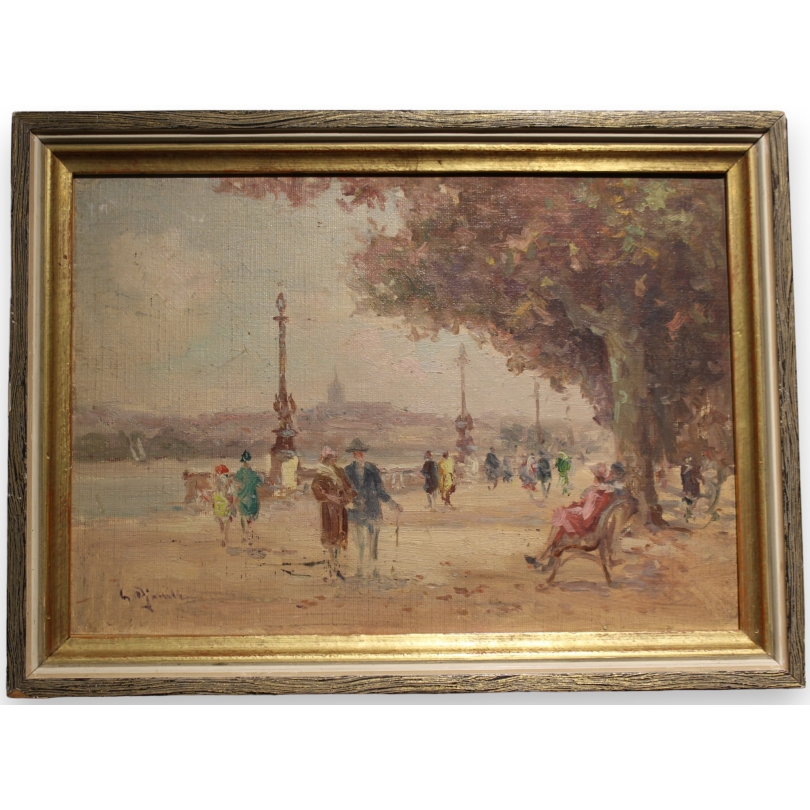 Tableau "Quai du Mont-Blanc" signé G. DJAKELI