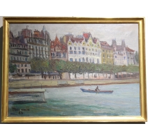 Tableau "Barque sur le Rhin" signé J. DUCOMMUN 43