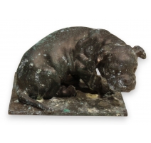 Bronze "Chien assis" signé