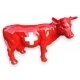 Petite vache en résine "Drapeau Suisse"