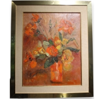 Tableau "Bouquet orange" signé M. FAES 79