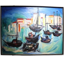 Tableau "Port" signé REINEL 75