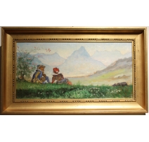 Tableau "Costumes dans les Alpes" signé Hi HÉBERT